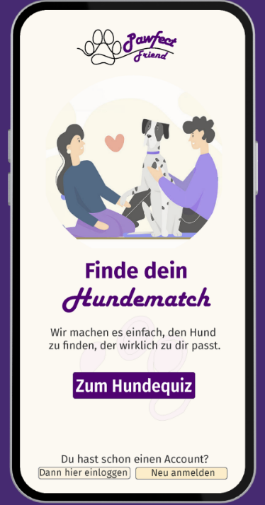 Pawfect Friend App Welcome Screen