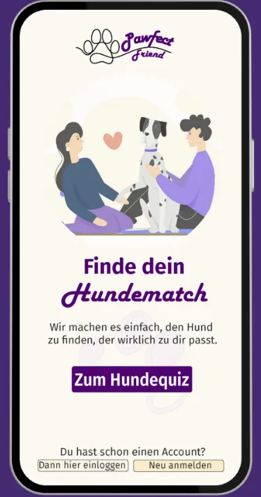 Pawfect Friend App Welcome Screen
