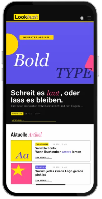 Lookbuch Designmagazin Mobile-Ansicht