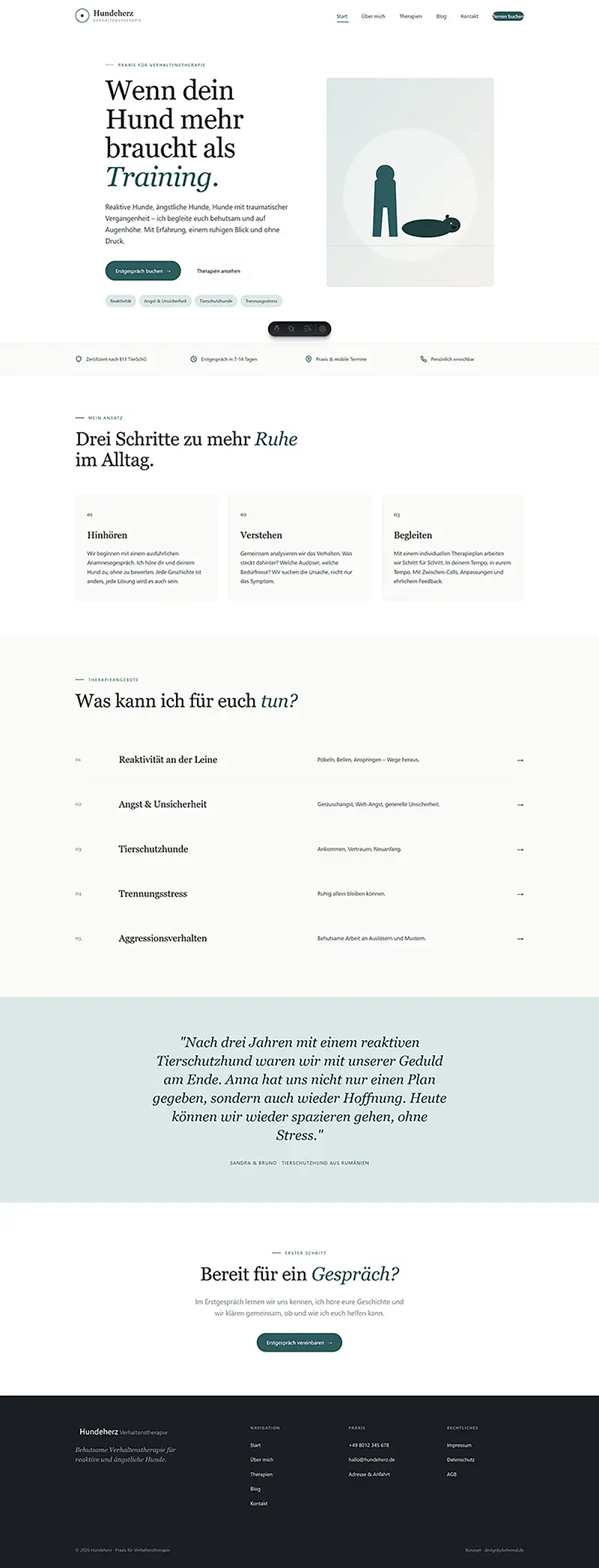 Webdesign-Konzept Hundeherz – Verhaltenstherapeut für Hunde